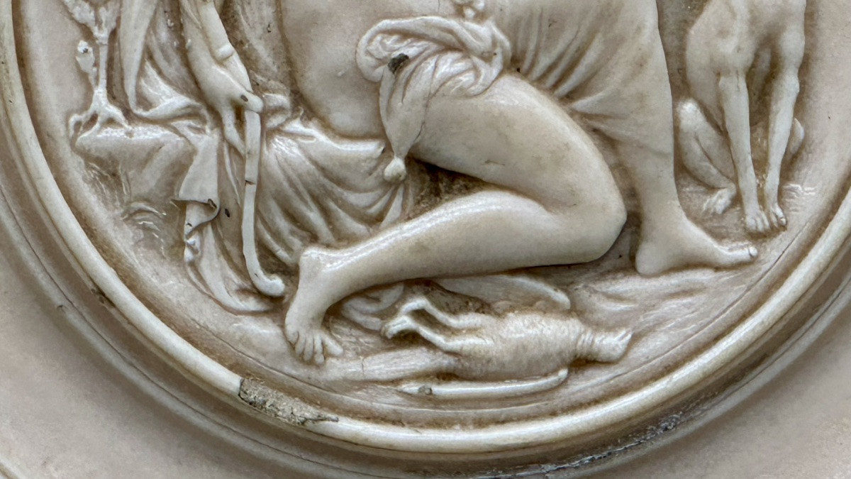 Bassorilievo lastra di calcare pietrificato, calcite, “Allegoria” - NAPOLEONE III  -photo-4