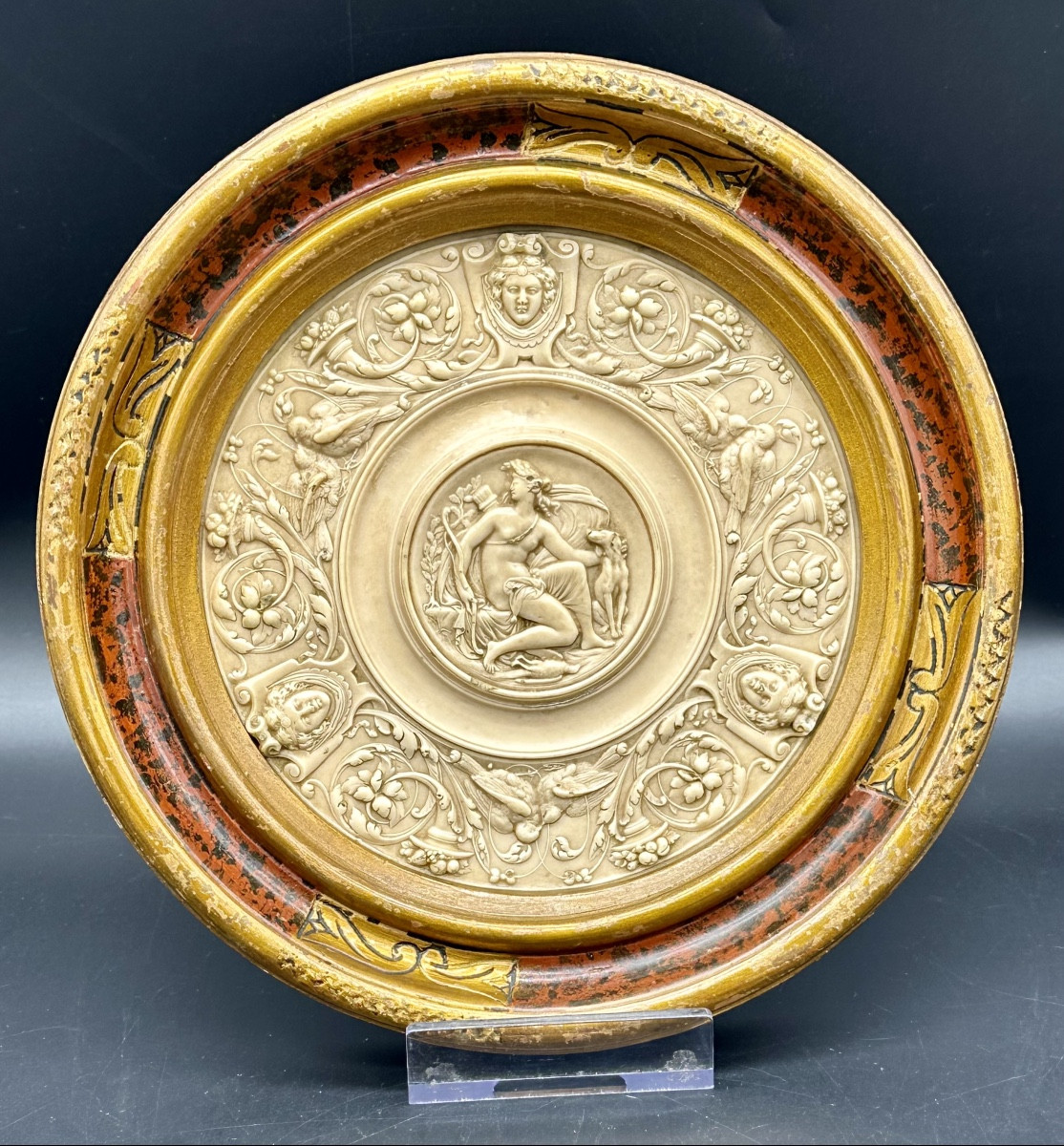 Bassorilievo lastra di calcare pietrificato, calcite, “Allegoria” - NAPOLEONE III  