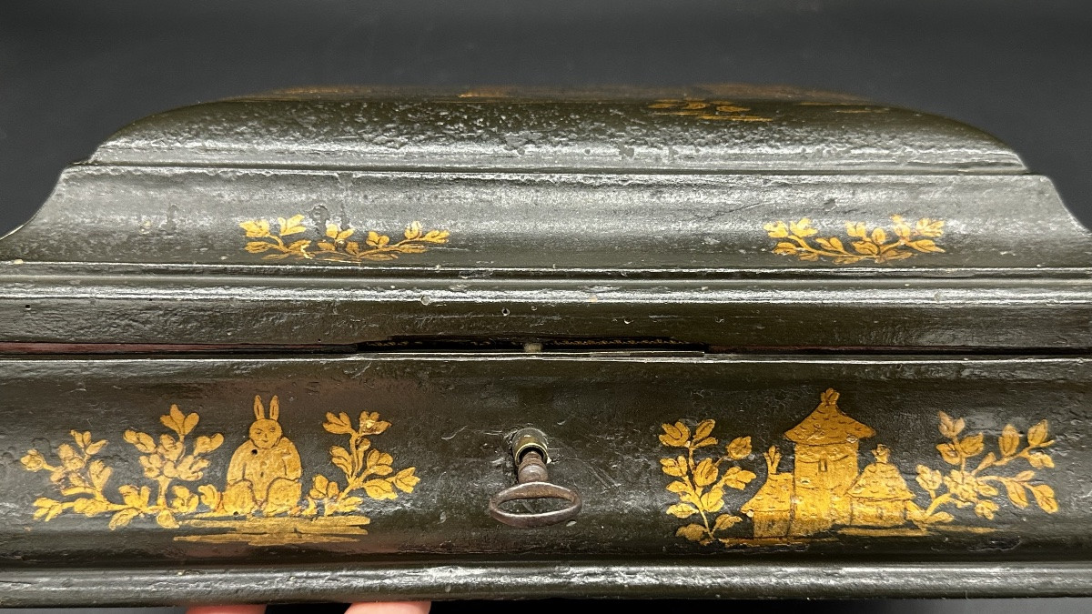 Cofanetto laccato con decori dorati a cineserie – XVIII secolo-photo-6
