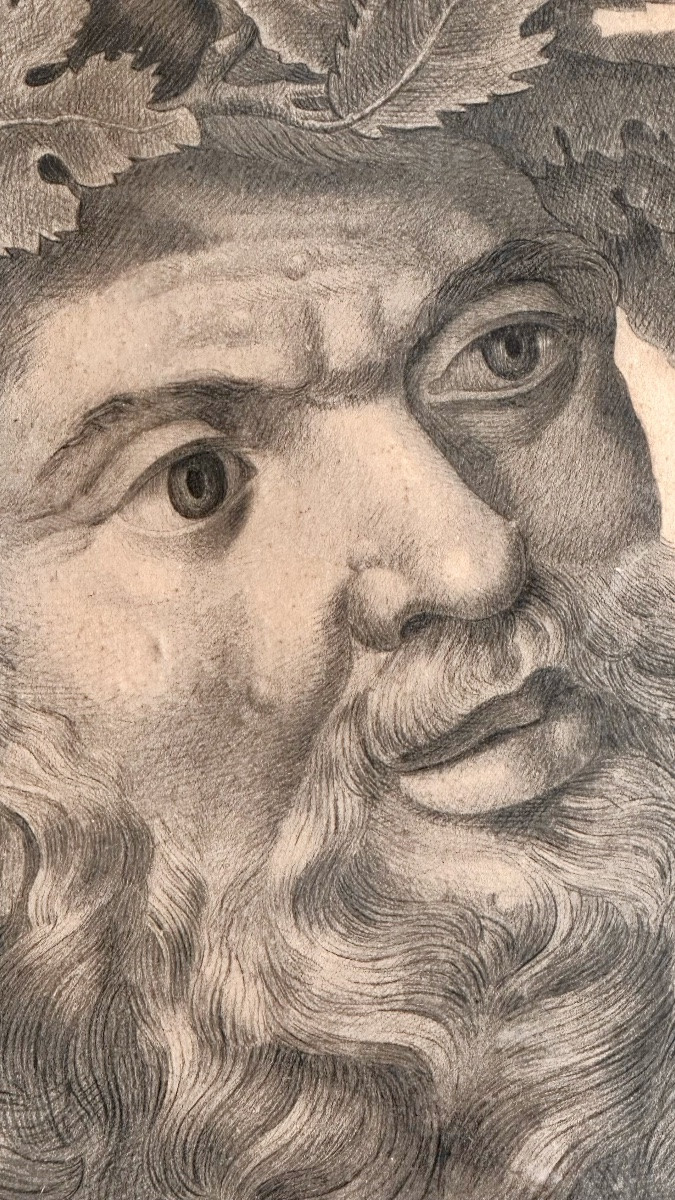 Disegno a matita,“Sileno con corona di pampini” - XIX secolo-photo-3