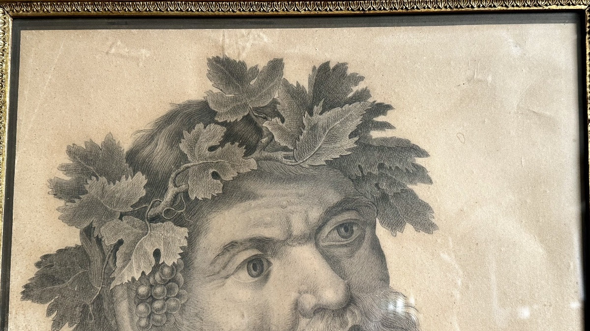 Disegno a matita,“Sileno con corona di pampini” - XIX secolo-photo-4