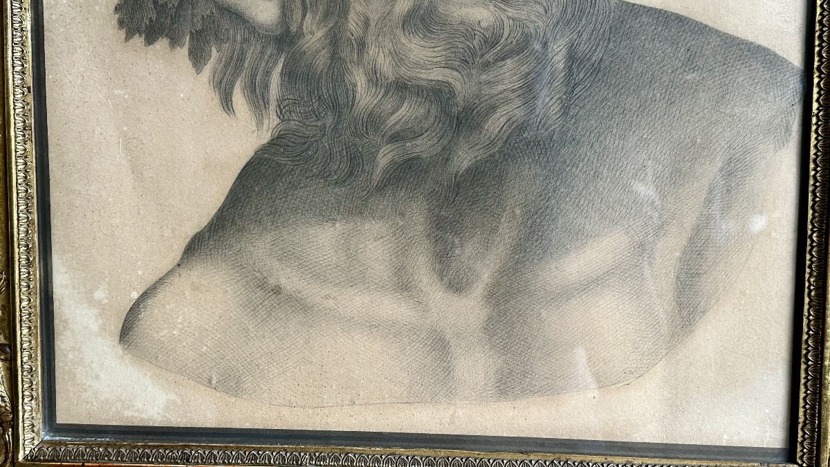Disegno a matita,“Sileno con corona di pampini” - XIX secolo-photo-5