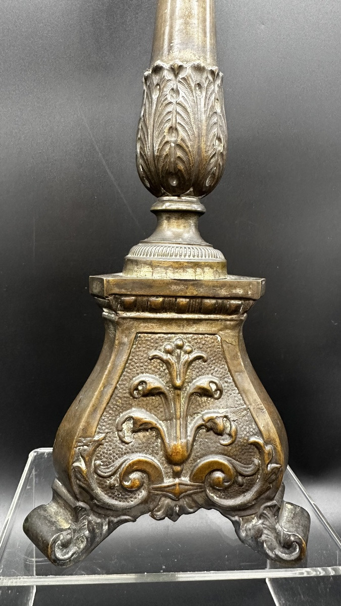 Set di 4 candelieri, Portacandele in ottone Cesellato – Neoclassici. -photo-2