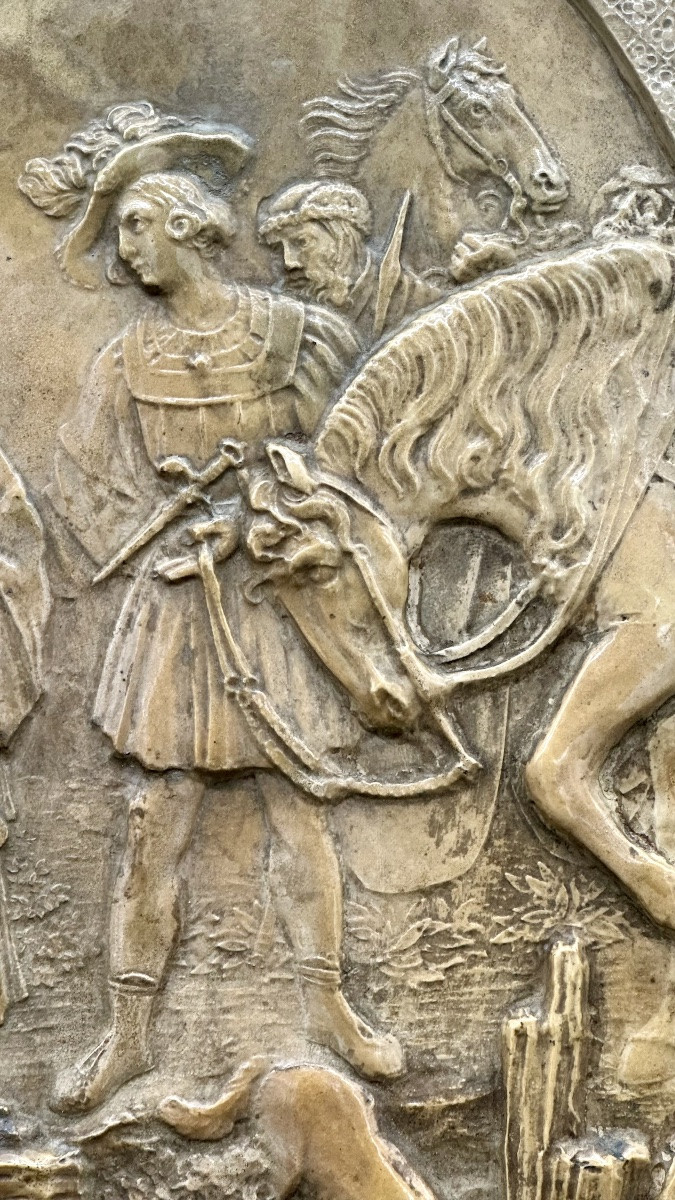 Bassorilievo lastra di calcare pietrificato, calcite- NAPOLEONE III-photo-3