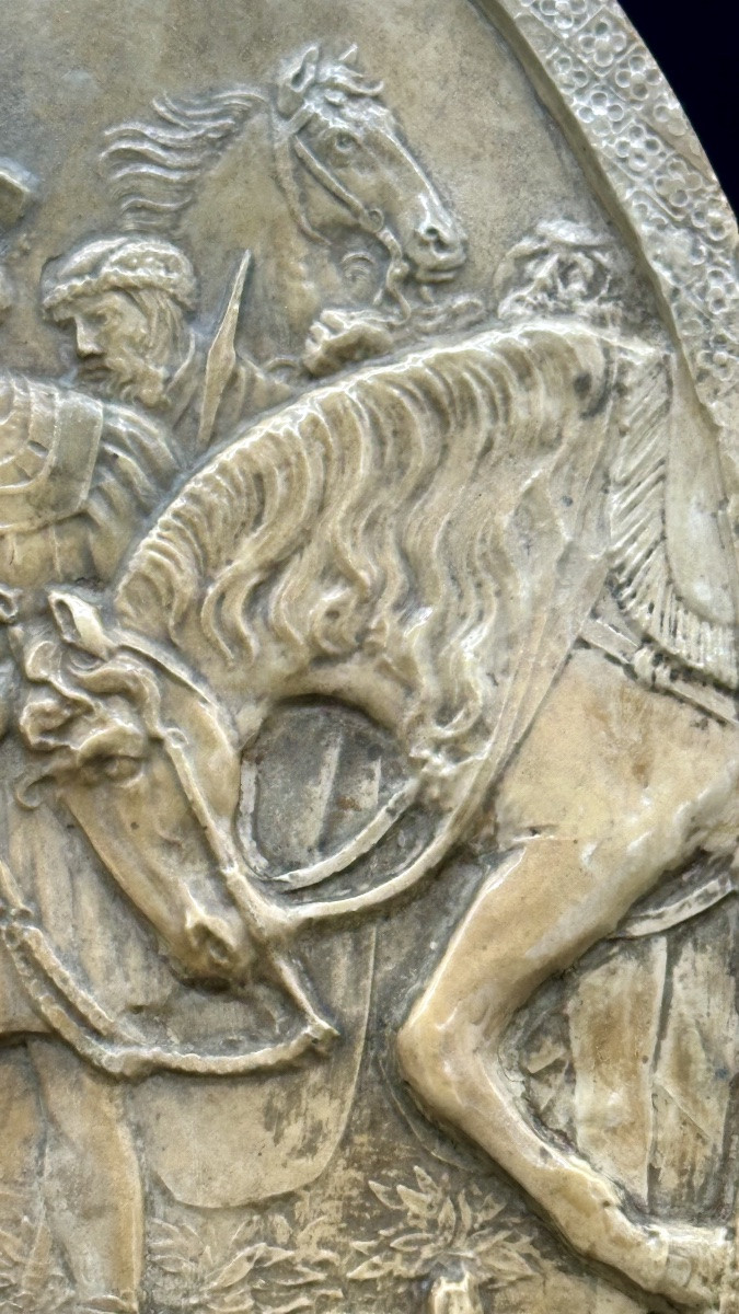 Bassorilievo lastra di calcare pietrificato, calcite- NAPOLEONE III-photo-1