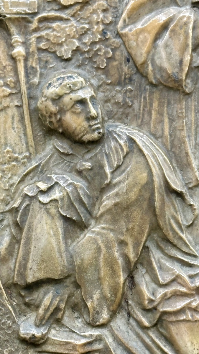 Bassorilievo lastra di calcare pietrificato, calcite- NAPOLEONE III-photo-4