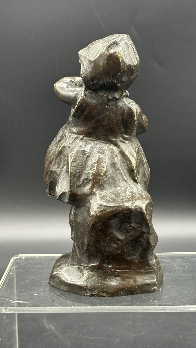 Scultura in bronzo "Bambina timida" – Primo '900. -photo-4