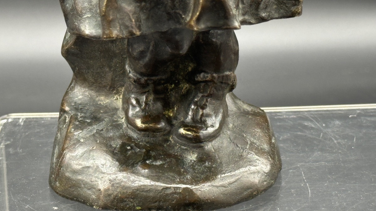 Scultura in bronzo "Bambina timida" – Primo '900. -photo-3