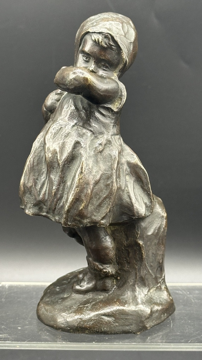 Scultura in bronzo "Bambina timida" – Primo '900. 