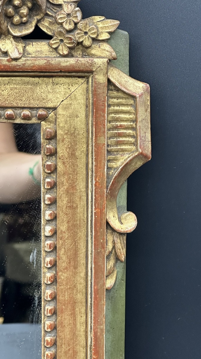 Specchio da Parete in Legno Dorato con Decoro Floreale – Napoleone III.-photo-3
