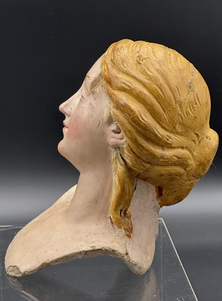 Busto di Donna in Terracotta Policroma – XVIII secolo-photo-3