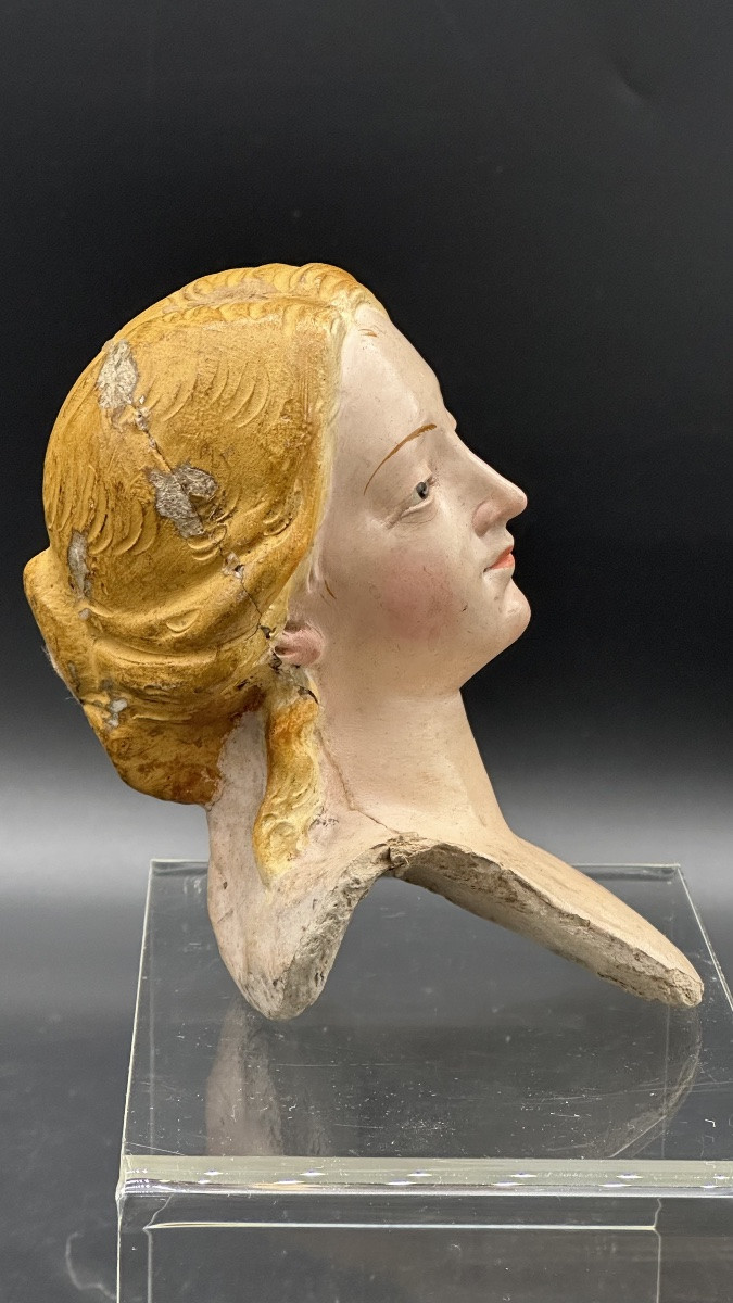 Busto di Donna in Terracotta Policroma – XVIII secolo-photo-1