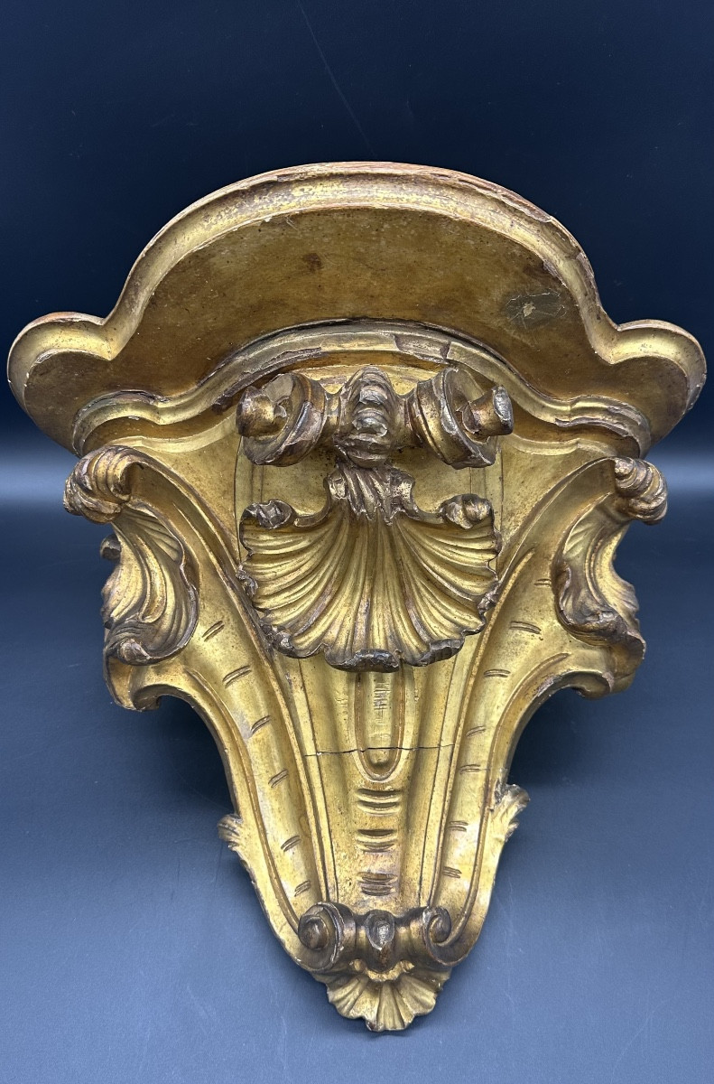 Mensola da parete dorata in stile barocco – XVIII secolo