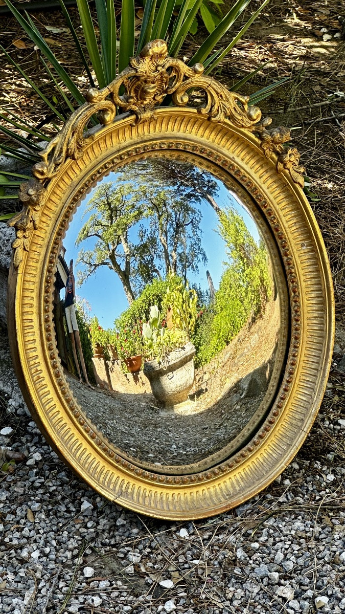 Specchio “Sorcière” in legno dorato, XIX secolo-photo-2