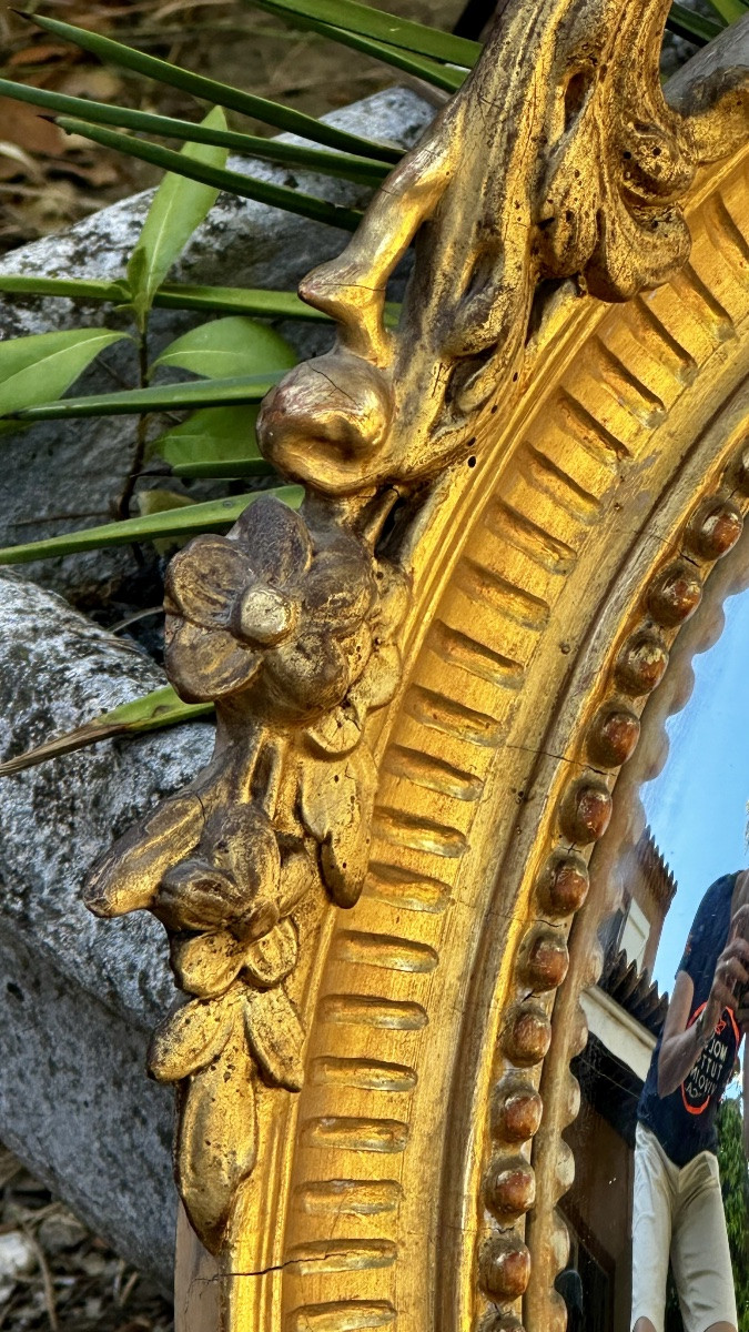 Specchio “Sorcière” in legno dorato, XIX secolo-photo-3