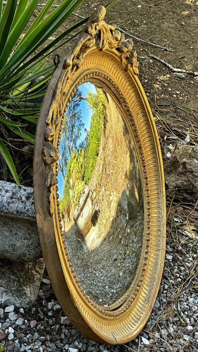 Specchio “Sorcière” in legno dorato, XIX secolo-photo-2