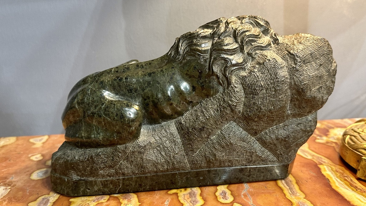 SCULTURA IN MARMO DEL LEONE DI LUCERNA DEL GRAND TOUR - XIX sec. -photo-4