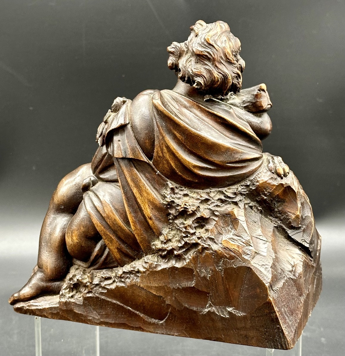 Scultura in Legno Scolpito - Putto con Cane Epoca: XIX secolo-photo-3