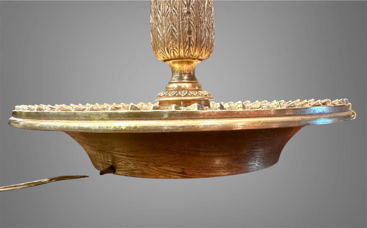 Lampada Bouillotte in bronzo dorato e paralume in metallo dipinto, primo '900. -photo-2