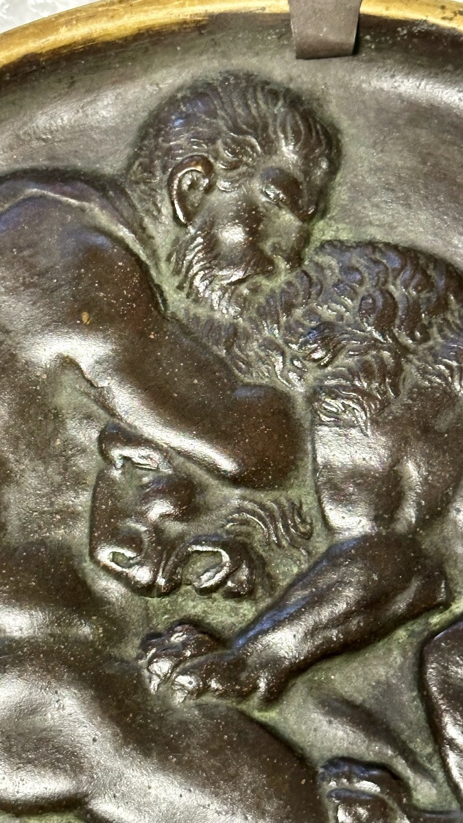 Medaglione in Bronzo – Ercole e il Leone di Nemea (Basso Rilievo) Fine XIX – inizi XX secolo -photo-2