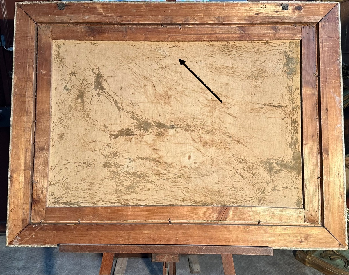 Dipinto Pastorale “Paesaggio con figure” del XIX Secolo – Olio su Tela con Cornice Dorata-photo-5