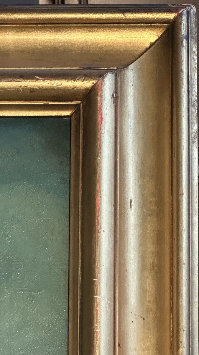 Dipinto Pastorale “Paesaggio con figure” del XIX Secolo – Olio su Tela con Cornice Dorata-photo-6