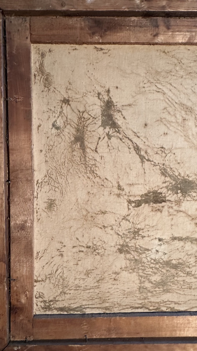 Dipinto Pastorale “Paesaggio con figure” del XIX Secolo – Olio su Tela con Cornice Dorata-photo-8