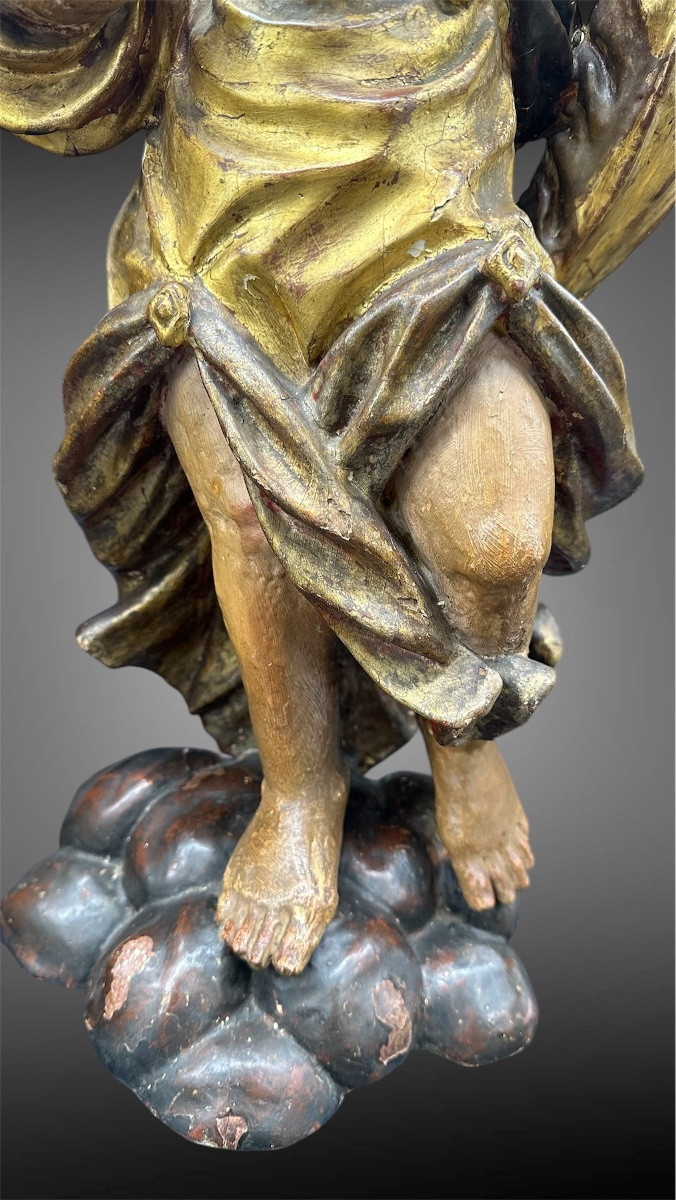 Coppia di Angeli Portacandele in Legno Policromo – XVII secolo-photo-6