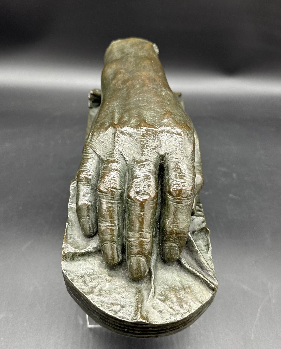 Scultura raffigurante mano – bronzo patinato, inizio ‘900-photo-2