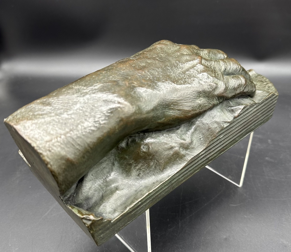 Scultura raffigurante mano – bronzo patinato, inizio ‘900-photo-4