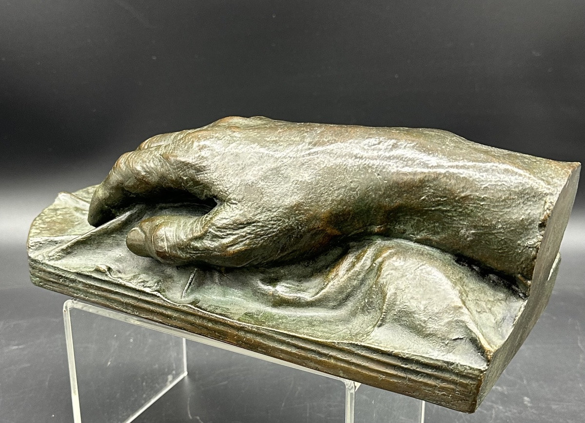 Scultura raffigurante mano – bronzo patinato, inizio ‘900-photo-2