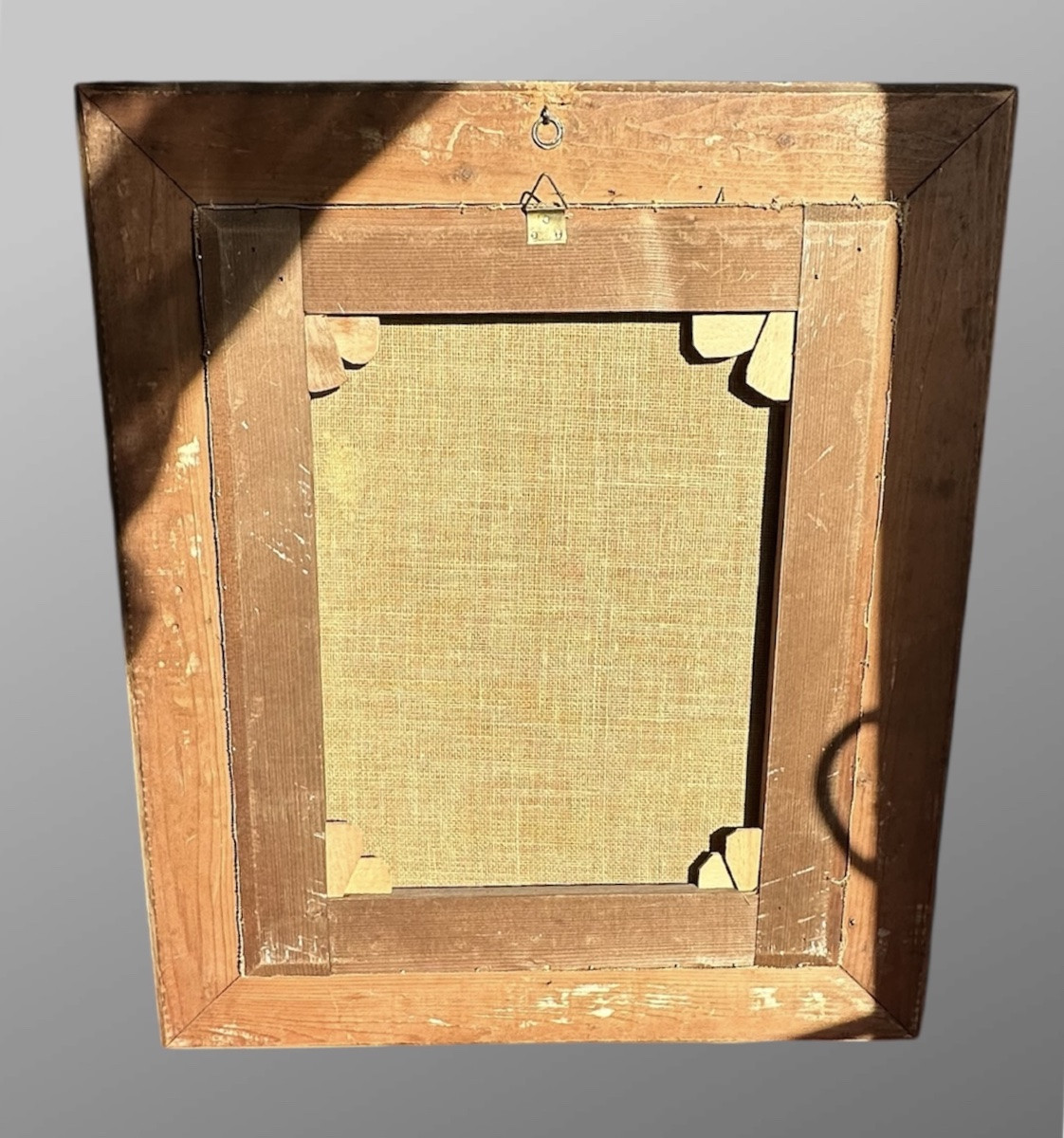 Dipinto paesaggistico alpino con chiesa, olio su tela – XIX secolo -photo-6