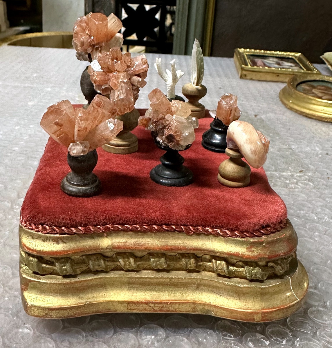 Ensemble di 8 cristalli naturali montati su piedistalli torniti - XIX sec-photo-3