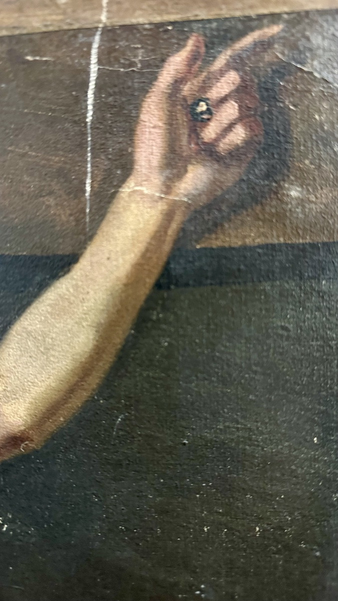 Dipinto raffigurante Cristo crocifisso, olio su tela, ambito pittorico europeo, XIX secolo.-photo-4