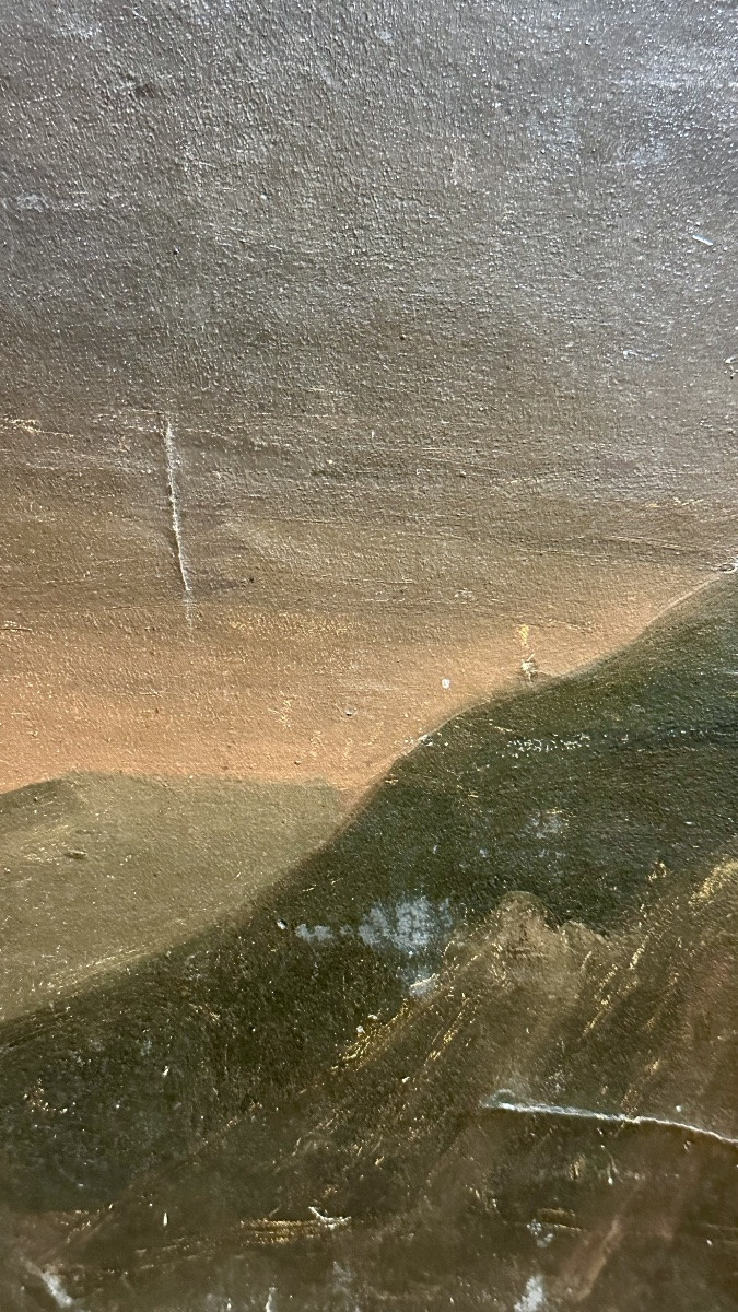 Dipinto raffigurante Cristo crocifisso, olio su tela, ambito pittorico europeo, XIX secolo.-photo-5