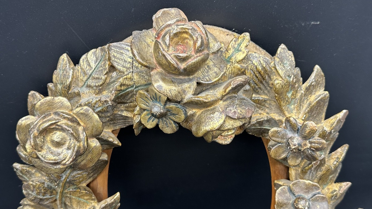 Cornice antica in legno intagliato e dorato - XVIII sec. -photo-2