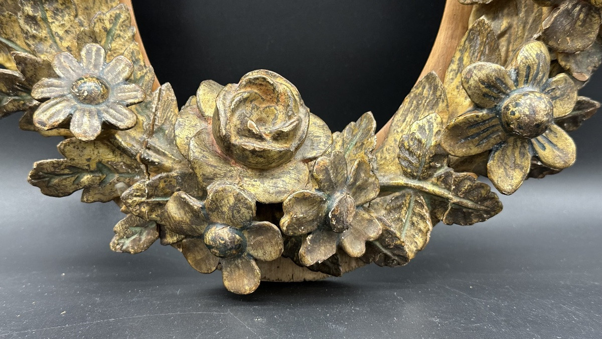 Cornice antica in legno intagliato e dorato - XVIII sec. -photo-4