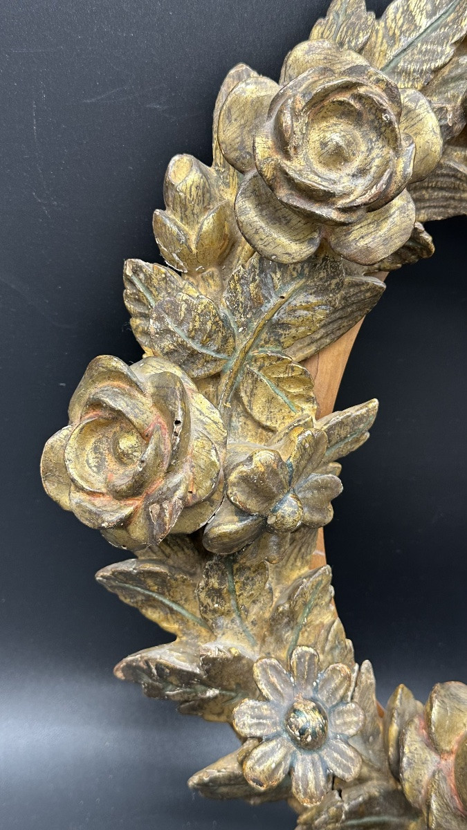 Cornice antica in legno intagliato e dorato - XVIII sec. -photo-1