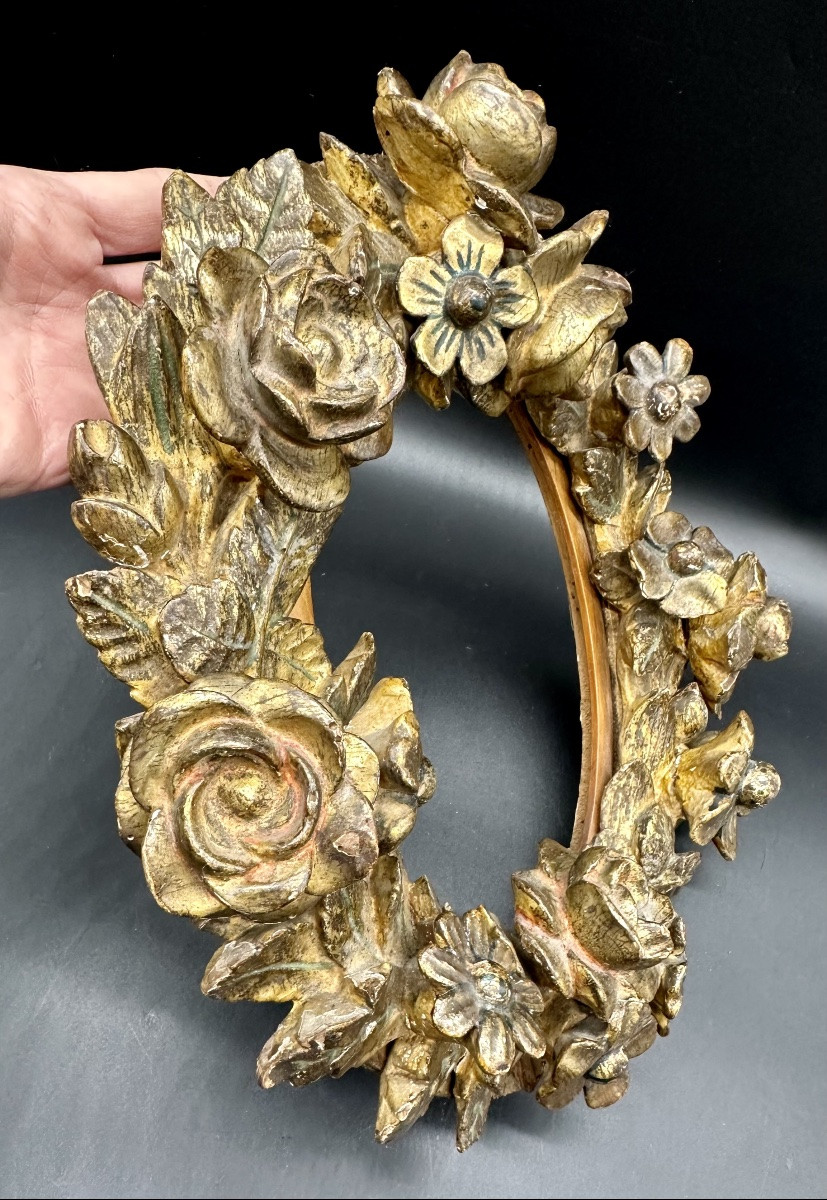 Cornice antica in legno intagliato e dorato - XVIII sec. -photo-4