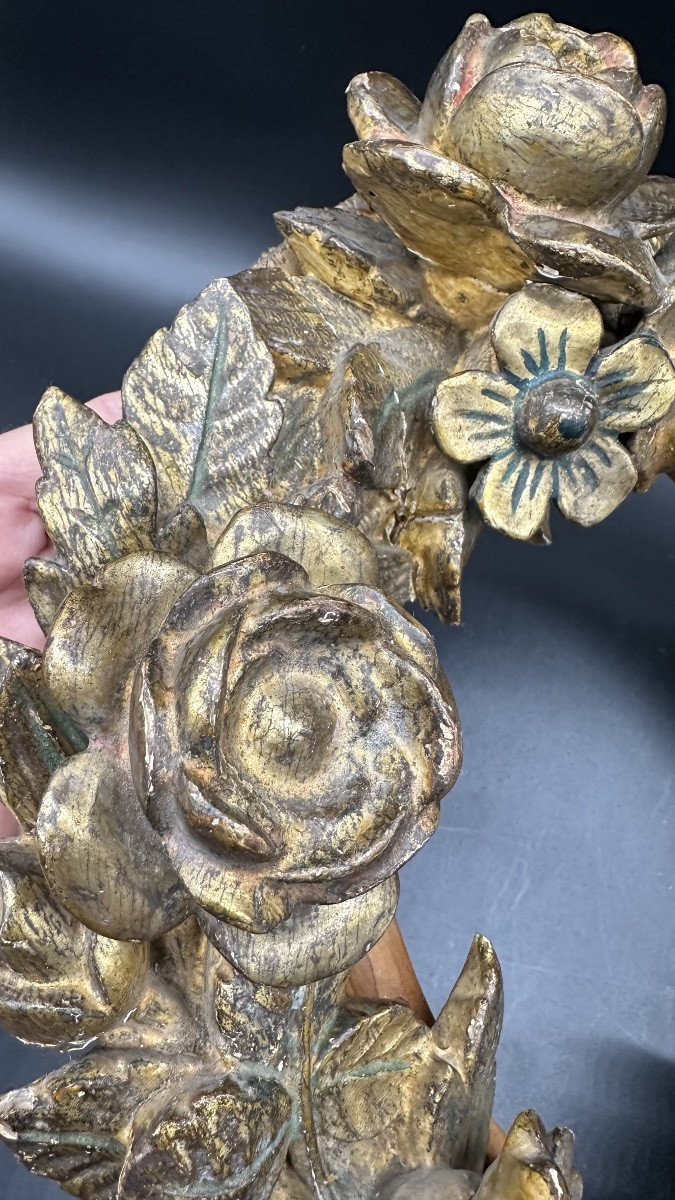 Cornice antica in legno intagliato e dorato - XVIII sec. -photo-5