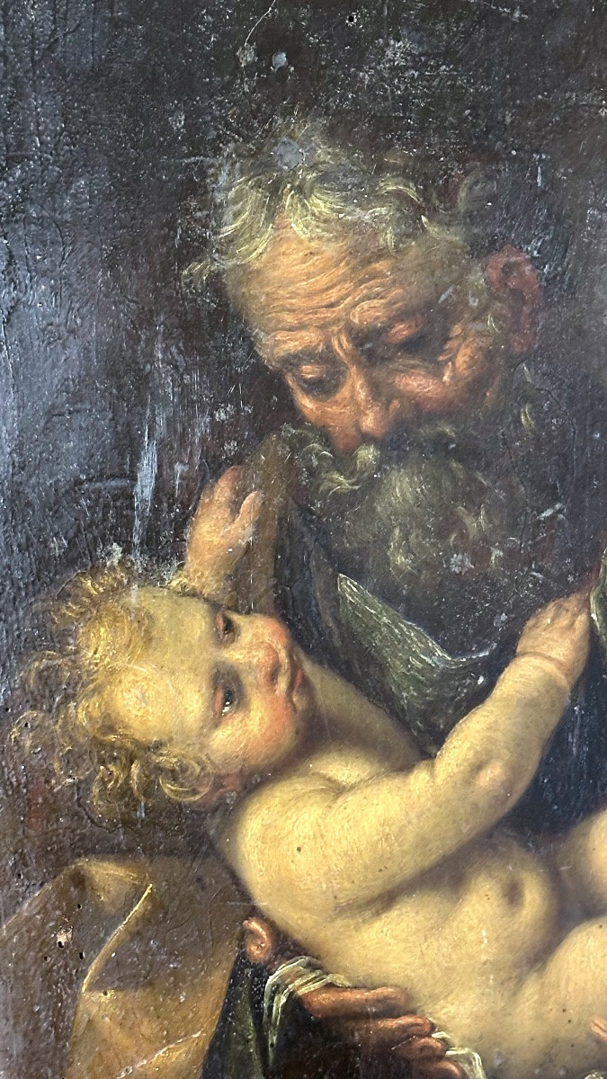 Dipinto, olio su tavoletta “San Giuseppe con Gesù Bambino” - fine del XVII e l’inizio del XVIII-photo-2
