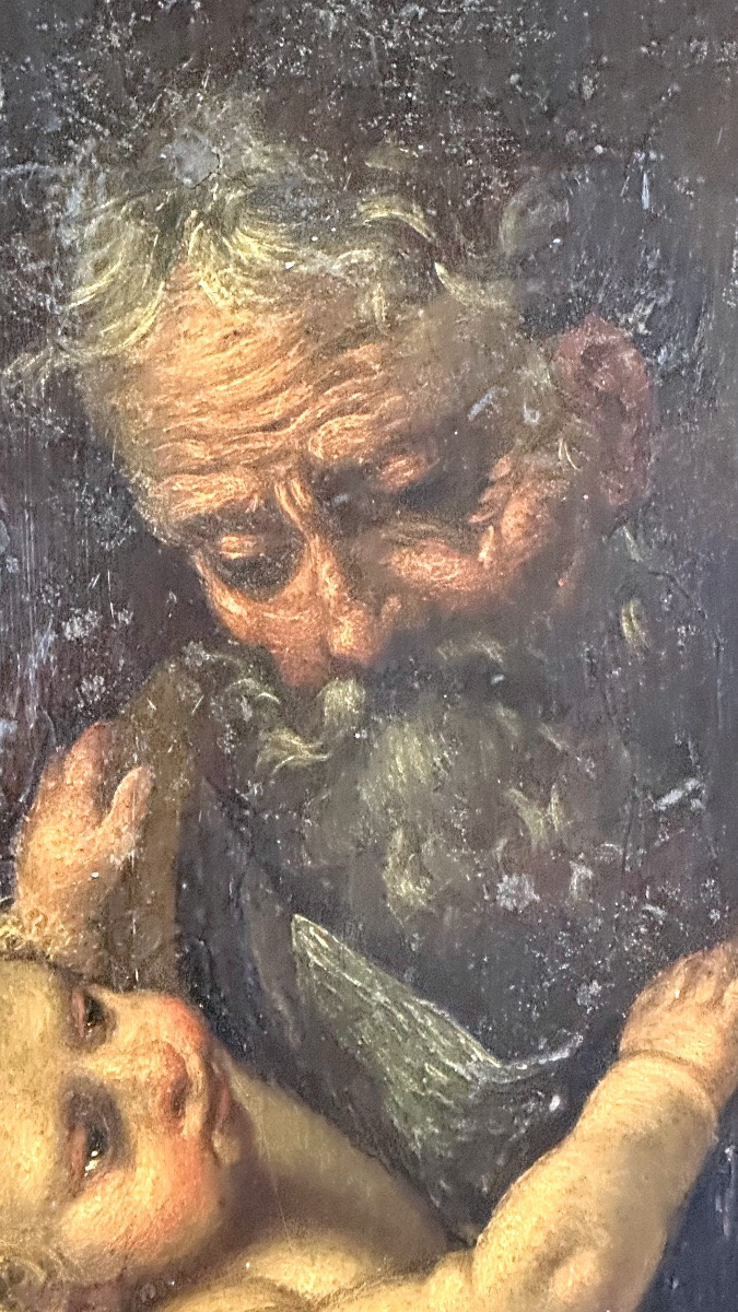 Dipinto, olio su tavoletta “San Giuseppe con Gesù Bambino” - fine del XVII e l’inizio del XVIII-photo-3