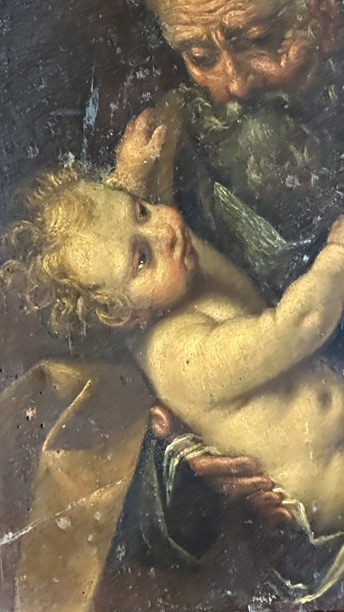 Dipinto, olio su tavoletta “San Giuseppe con Gesù Bambino” - fine del XVII e l’inizio del XVIII-photo-4
