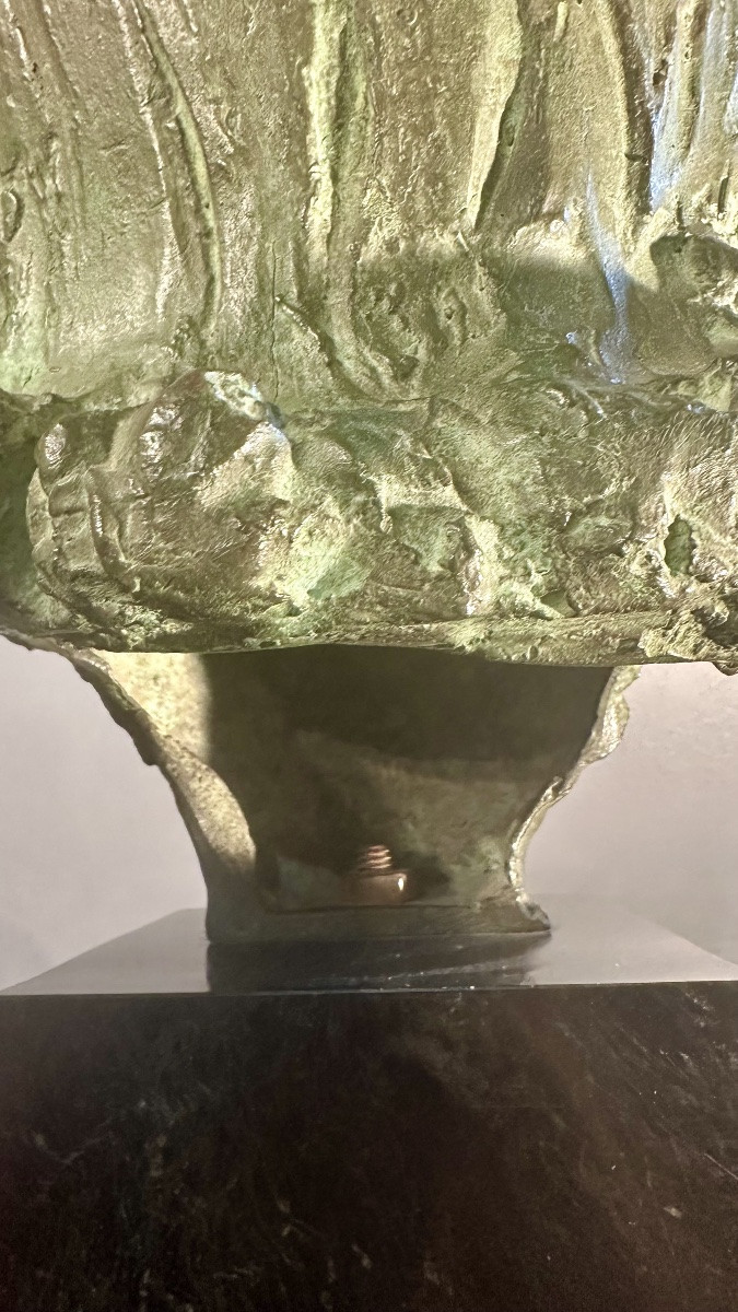 Scultura, volto femminile in bronzo patinato, firmata Rocchi 1942. -photo-7