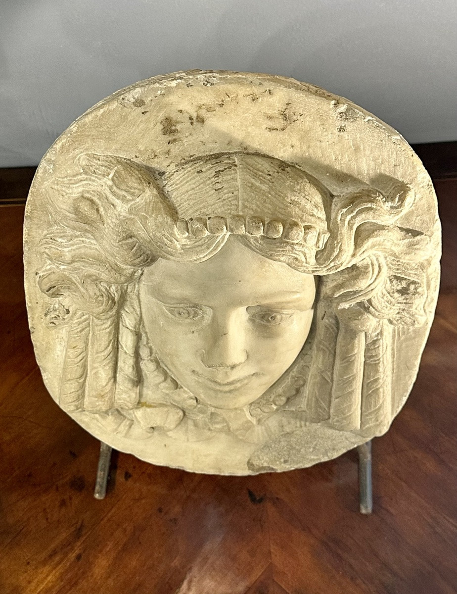 Bassorilievo in marmo “Volto femminile” - XVII sec-photo-5
