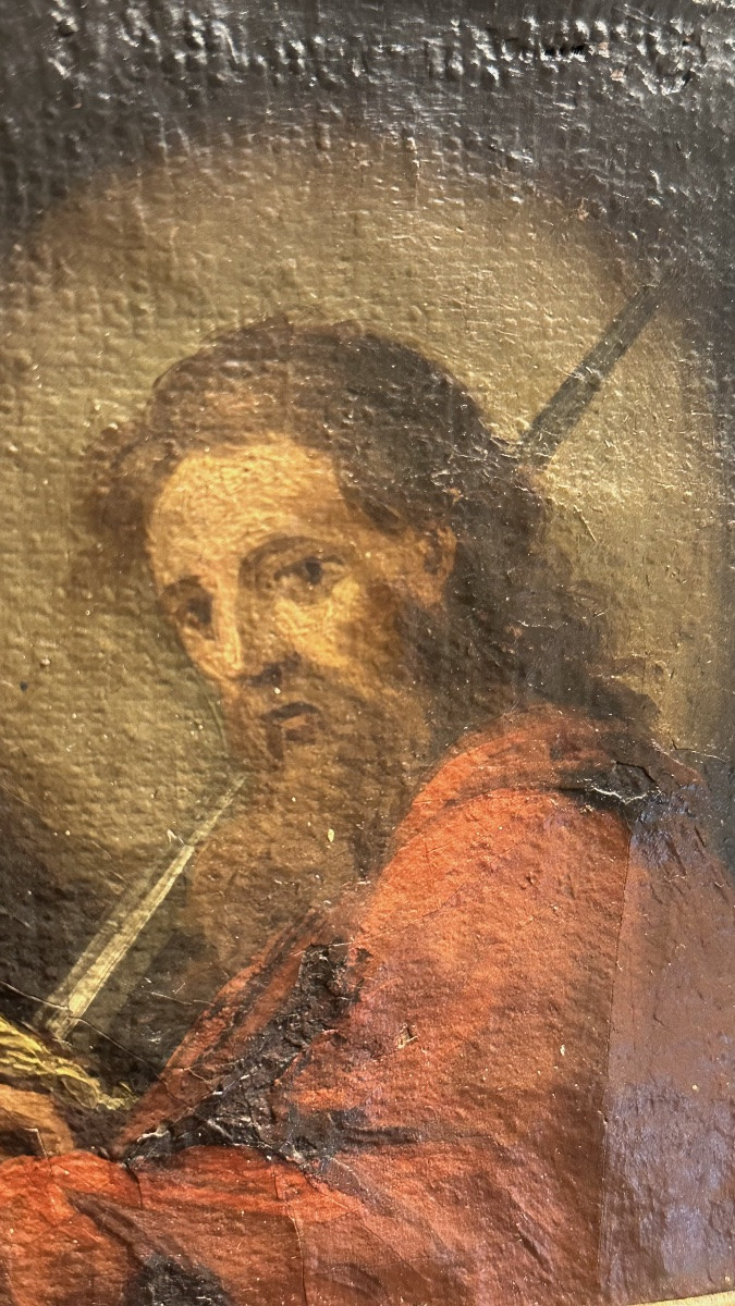 Dipinto olio su tela raffigurante Santo con spada "San Paolo" - XVIII sec. -photo-2