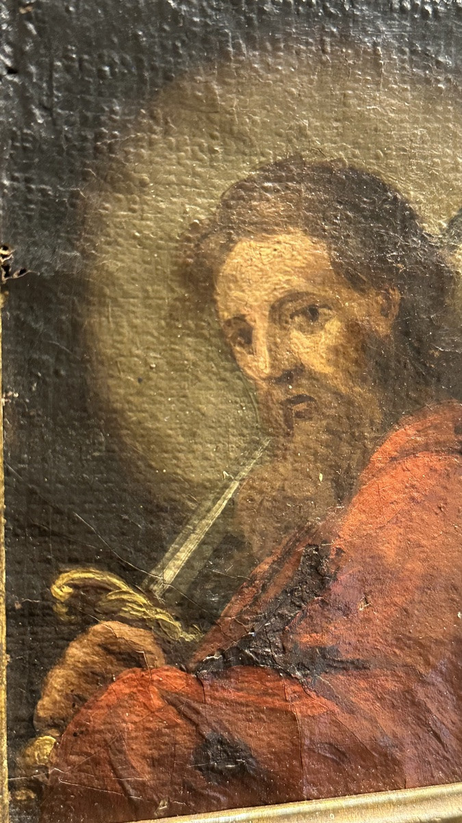 Dipinto olio su tela raffigurante Santo con spada "San Paolo" - XVIII sec. -photo-3