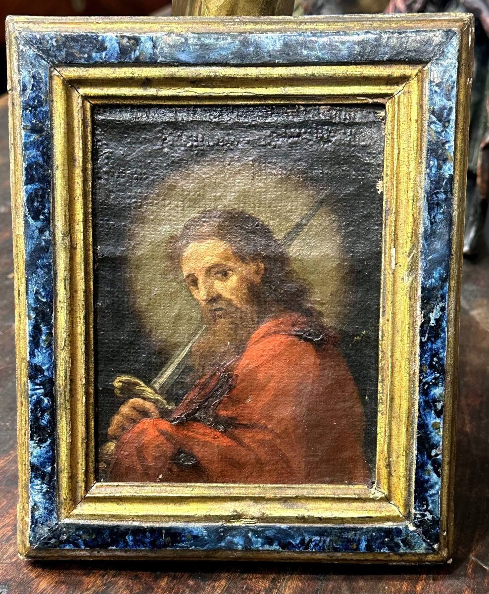 Dipinto olio su tela raffigurante Santo con spada "San Paolo" - XVIII sec. 