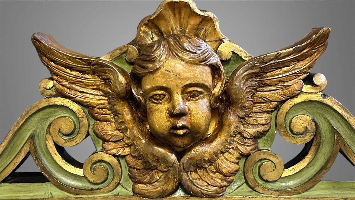 Coppia di cimase, sovrapporta con teste di cherubini alati  Italia, XIX secolo-photo-2