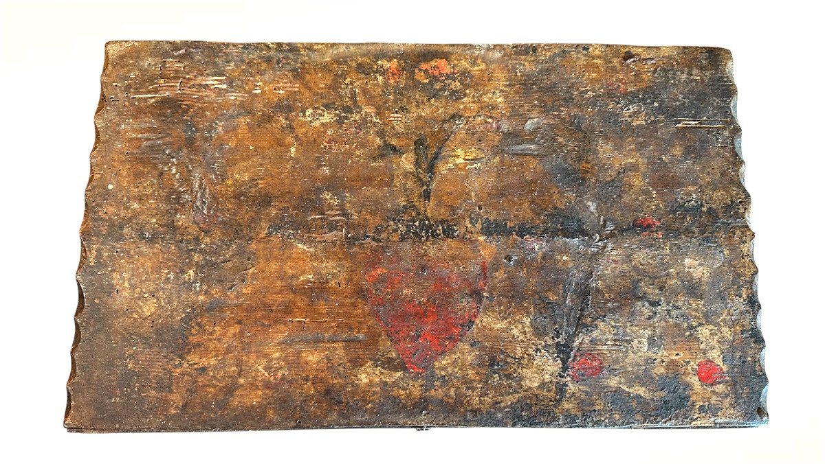 Antica Scatola/Cassettina in Legno Dipinta a Mano – XVII Secolo-photo-3